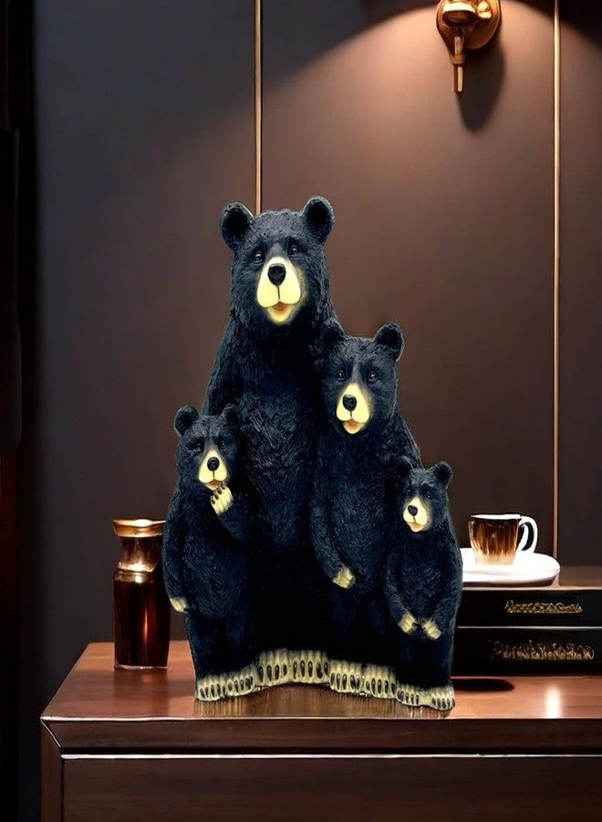SHTWX Black Bear Family Resin Statue Sculpture Figurine Decorative for Home, Office, Living Room, Desktop Display - Image 3